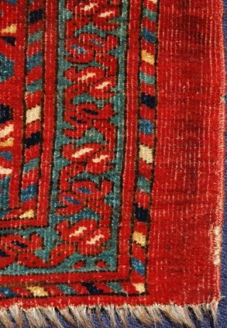 Eastern Turkmen trapping or bagface with dyrnak guls. Cut and shut. Yes, dyrnak guls... but exquisitely drawn and with fantastic color and quality soft wool.        