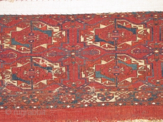 8 Gul Tekke torba. One of only a handful of known examples. Good age, fine weave with classic Tekke drawing. Some cotton highlights including but not limited to the pearl ornamentation above  ...