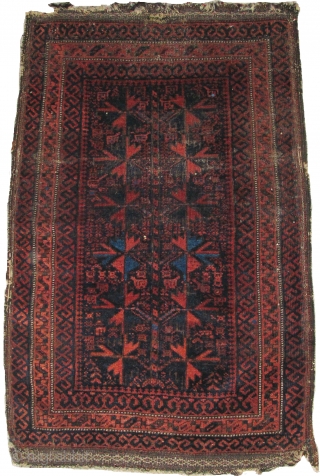 Very soft Baluch large balisht (poshti) from Khorossan, has a few knots of blue cotton, all good colors with polychromatic blue and soft plush wool. Quite attractive.
      