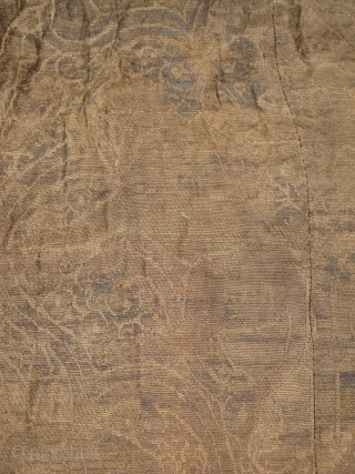Mongol Era Il-Khanid Persian or Central Asian Lampas Weave Silk Skirt. 13th century. Rabbits, Lions and Panthers. lined with a secondary silk. apx. 140x60cm A very significant textile.     