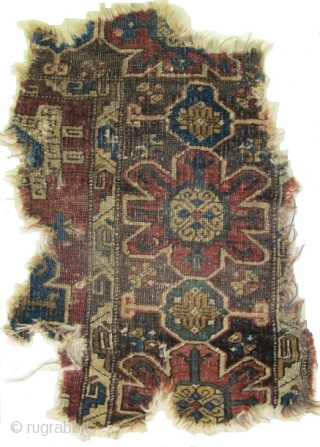 3 Fragments from a Significant Near Eastern Carpet found in Tibet. Most probably 17th century based on design and relation to classical prototypes from northwest Persia. These fragments are structurally a little  ...