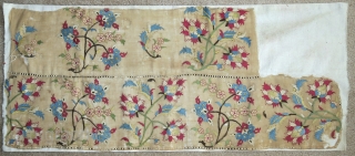 Ottoman embroidery fragment with classical drawing, likely 17th century, 3'6"x1'6"                       