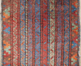 Striped Baluch balisht with purple and green. Probably western Afghanistan, I'm sceptical about the orange, it doesn't look tippy and is rather pleasant in the front but on the back it does  ...