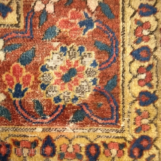 Early minakhani border fragment from a late 18th century jufti knotted Khorosan or Herat rug. 2'0"x1'11"                 