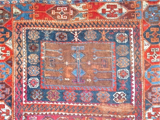 East Anatolian Kurd Rug, fantastic wool, saturated color. orange wefted, condition issues, good scale, recently washed and gleaming. 7'3"x4'5"              