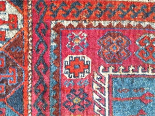 East Anatolian Kurd Rug, fantastic wool, saturated color. orange wefted, condition issues, good scale, recently washed and gleaming. 7'3"x4'5"              