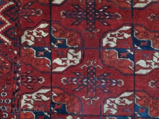Old Tekke Main Carpet fragment. Old, lush and supple with a velvety buttery feel. Fantastic drape and saturated color.              