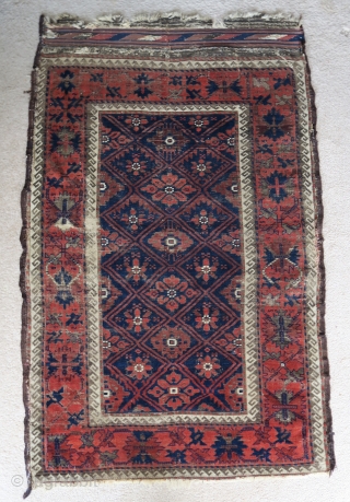 Fine old Baluch minakhani rug, very flat back and a great floppy handle, nice abrash, 3'1"x4'10"                 
