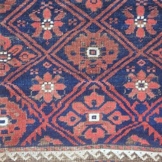 Fine old Baluch minakhani rug, very flat back and a great floppy handle, nice abrash, 3'1"x4'10"                 
