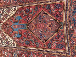 Bijar directional niched or prayer rug. Unusual format, great color. 3'10"x4'10"                      