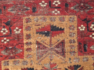 Baluch Prayer Rug with minakhani border and camel field. Lustrous wool! Khorosan, 19th century.                   