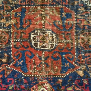 Crazy Baluch octagon star bag with animals. Tribal khorjin from Khorosan with an eccentric take on a classic Baluchi type. Very colorful with cochineal and green but with a few fuchsine knots  ...