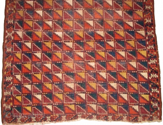 Central Asian Turkmen Rug with colorful tessellated field, (64"x44" / 163x112cm)                      