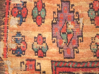 Old Colorful Central Anatolian Rug Fragment                           