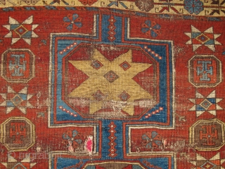 Central Anatolian Sızma / Konya area carpet, circa 1750, great colors, many colors including natural camel. iconic design. 7'7"x4'7"              