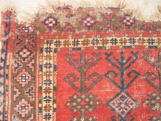 Truly Tribal, Authentically Antique Kirghiz Main Carpet. Three compartments of eshik-tish staffs. single wefted, all natural colors including madder red, insect / cochineal magenta used sparingly as highlights, several blues, including the  ...