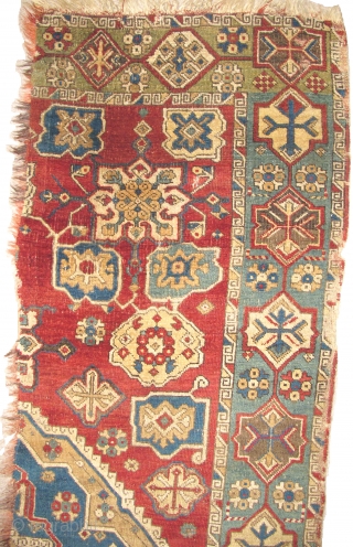 Found in Tibet in the 90s, this is one half of a significant village rendition of a medallion carpet produced somewhere in either Eastern Anatolia or Northwest Persia, so-called " Golden Triangle  ...