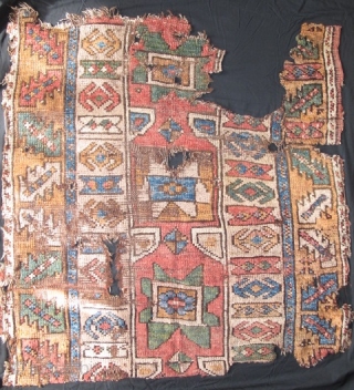 2 Fragments of an Unusual Anatolian Rug with Stars.                        