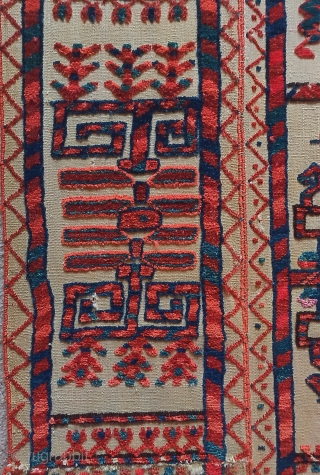 Tekke Turkmen tent band fragments. Very nice color, a little bit of silk. Available as a pair or individualy. 
Size= 8.5"x68" each           