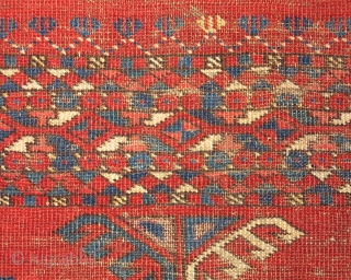 Ersari Turkmen Chuval, large, fine, and very red with silk highlights                      