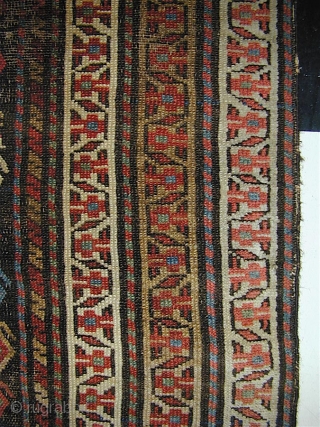 KURD long rug/runner, Jaff or Sanjabi.  128" x 44" (325cm x 110cm).  two pairs of human figures.  Good colors, all natural. The field is virtually all offset knotting.   ...