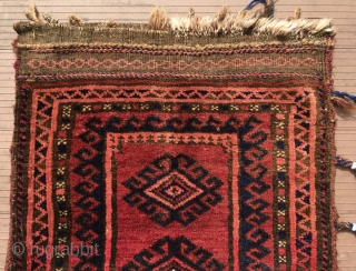 A “Baluch” balisht (bag), complete with its flatwoven back, most likely from the Seistan district of Baluchistan—the region surrounding the point where the Afghanistan-Pakistan border meets the Iranian border.   In  ...