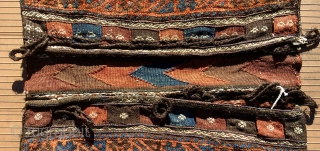 Baluch khorjin, complete and in mint condition.  Overall dimensions are 51” x 23” (130 cm x 59 cm)—each pile face is approximately 20” x 23”.  Condition is immaculate.  Braided  ...