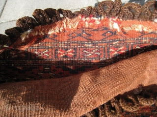 Rare complete Yomut Yomud Turkoman khorjin, saddle bag in great condition with all natural dyes and soft wool. No holes, no stains, no tears. (hole in flatwoven back, picture)
The piece shows a  ...