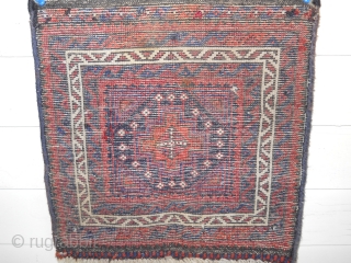 Baluch 1.5 x 1.3 full meaty pile, nice wool quality and drawing. scattered repiling.  ends/sides intact. inexpensive.               