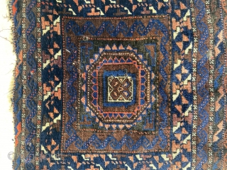 Baluch - about 17” x 31”.  Cool format, shiny wool.  As found condition.                  