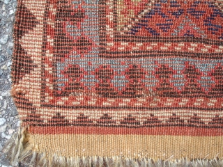 1' 8'' x 2' 2'' - Very Old, Handsome, Unusual, Colorful Caucasian Bag Face.  All good colors.               