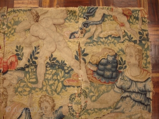 Antique European Tapestry Fragment - 31" x 48"                         