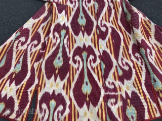 Beautiful Antique Uzbek Ikat Chapan (robe). Excellent natural colours and design. Offered reasonable price.                   