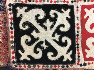 Antique 19th century Uzbek or Kirghiz square felt hanging. Beautiful Colours. Mint condition. The size is 70cm X 70. Offered reasonable price.           