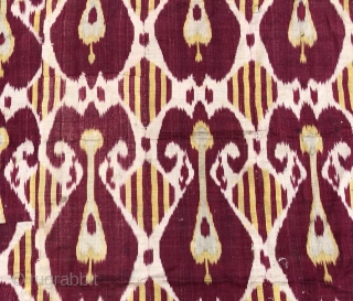 Antique 19th century Uzbek Adras (silk wrap/cotton weft) Ikat panel. Beautiful natural colours. The size is: 88cm X 132cm. Offered reasonable price.           
