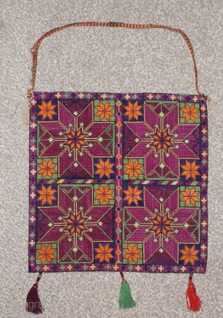 Antique Uzbek cross stitches embroidery. Beautiful colours and stitches. Good condition. The size is: 26cm X 26cm. Offered reasonable price.             