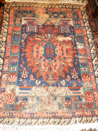 An exceptionally interesting seychour kuba with damage 
about 5 x 6 size ....Go to our new website -  Boylston Associates Antique Caucasian Rugs- for a good look and the price

  