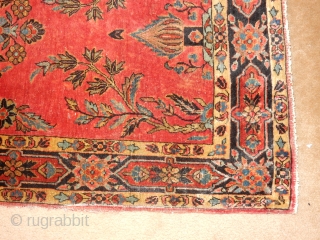 NARROW 32 X 125 INCH SAROUK RUNNER IN VERY GOOD CONDITION AS SHOWN - LOOK FOR THE FINE DESIGN ADDED EACH END----           