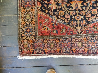 FROM AN ESTATE-SUPERB ORIGINAL CONDITION- 3 X 5 FT FEREGHAN SAROUK - FULL PILE - NOTE THE ORANGE DYE -             