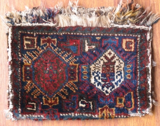 Vegetable dyed Afshar rug chanteh (bag). 14.17 x 10.62 inches  ( 36 cm x 27 cm )               