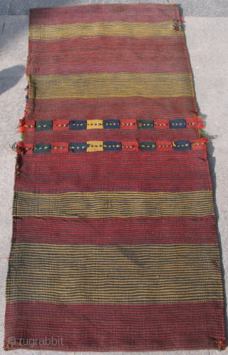 Vegetable dyed Bidjar embroidered saddlebag. 2'2" x 4'11" feet  ( 67 cm x 151 cm )                