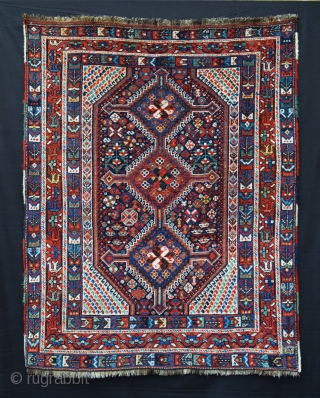 Lovely Khamseh Confederacy rug, Baharlu tribe, in very good overall pile and condition.
1.58 x 1.27m (5' 2" x 4' 2").             