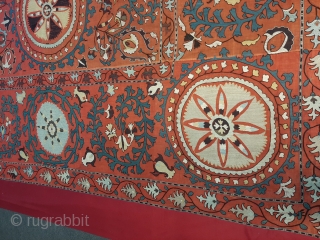 Uzbekistan suzanni over 100 years old silk wool processing in good condition 2.30x2.70 m2                   