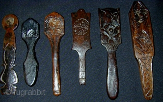 Collection of 22 Carved Wooden Single Candle Holders. Island of Lombok, Indonesia. First quarter 20th c. Sizes vary between 17 and 8 cms.          