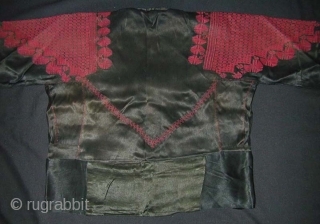 North Syrian Woman's Jacket. Early 20th c. Cross stitch embroidery on satin silk material. Excellent condition and wearable (uk size 10).            