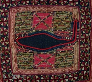 Tekke Turkmen Silk Embroidered Child's Bib. Late 19th c.                        