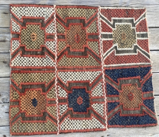 Bergama cicim fragment. Cm 55x63. Datable 1890/1900. Natural dyes. Great box pattern. Survived to a heavy moth army attack.              