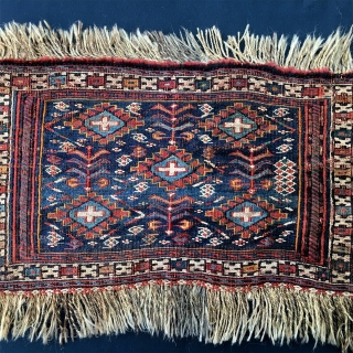 Afshari or Bakhtiari sumack mafrash side panel. Cm 30x55 ca. Probably 1890 if not earlier. This bag travelled a lot in the years, going from collector to collector. i had it long  ...