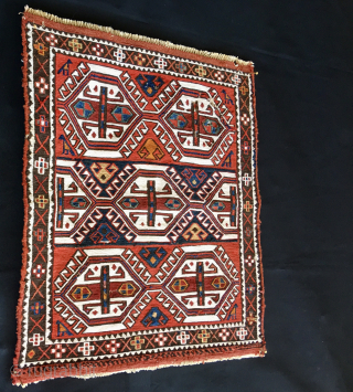 Khyzy or Xizi, north of Baku, Azerbaijan. 
Azerbaijan sumack khorjin bag face. 
Cm 43x49. Late 19th/early 20th century, so 100 to 120 years old. 
North east of Baku. 
Beautiful, rare, in good  ...