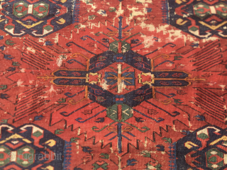 Shirwan Zeikhur/Seychour Sumakh fragment. 
Cm 115x133. 
Estimated age 1860/1870. 
Great pattern, 
great colors, 
great weaving. 
A special piece.
Please email carlokocman@gmail.com             